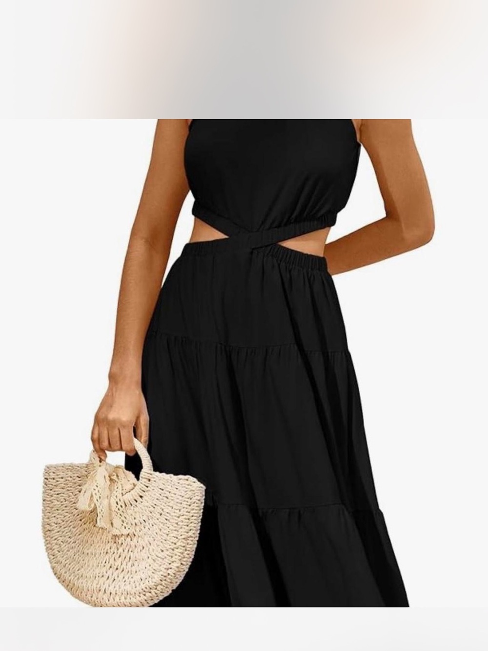 Chic Black Cutout Tiered Maxi Dress